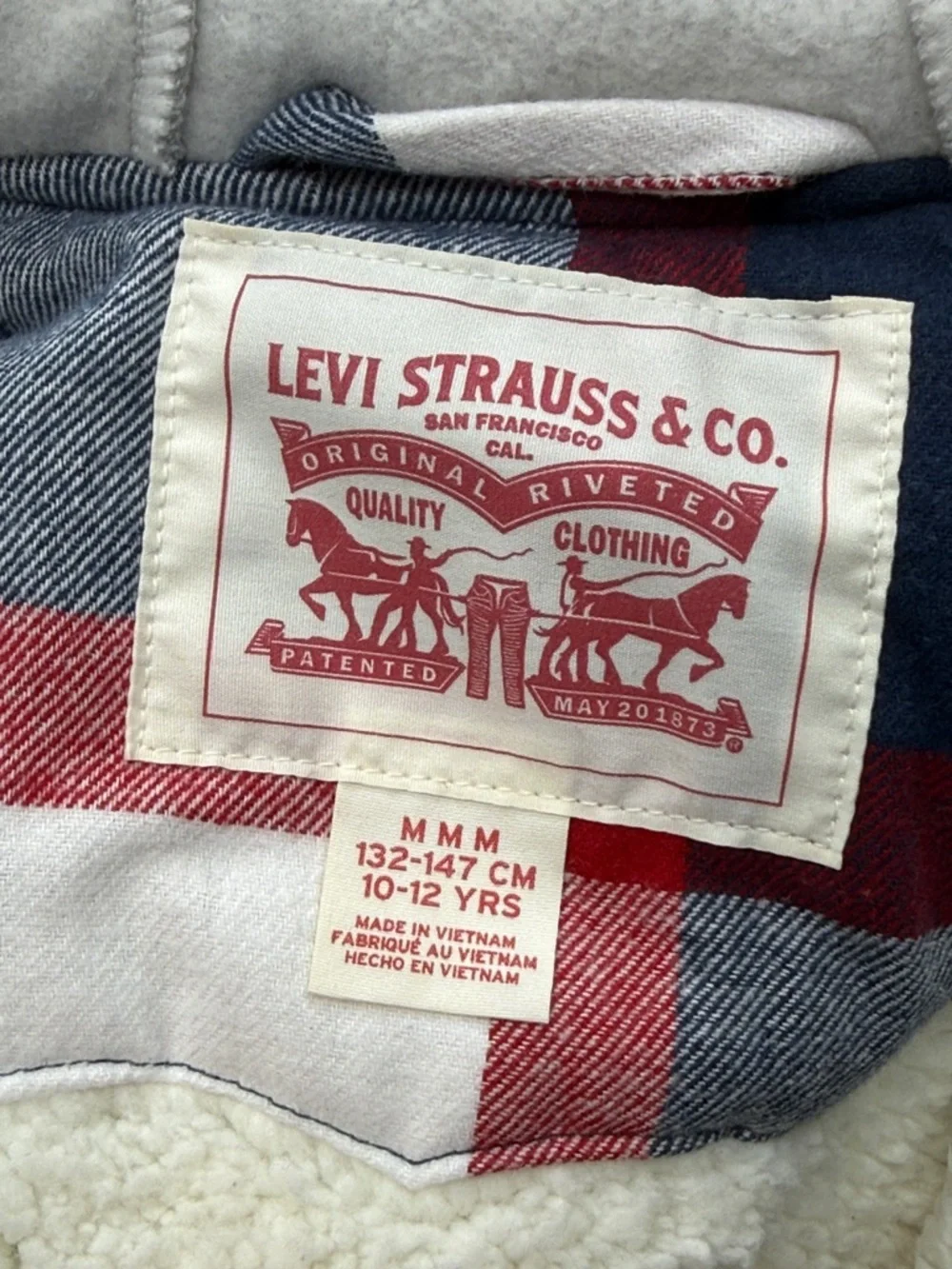 Levis Sherpa Lined Shacket Big Boys - Dress Blues and Grey